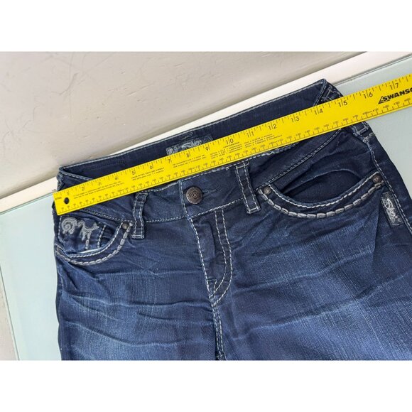 Silver Suki Jeans Women's 29X30 Bootcut Flare Leg Dark Wash Stretch Y2K - Picture 7 of 12